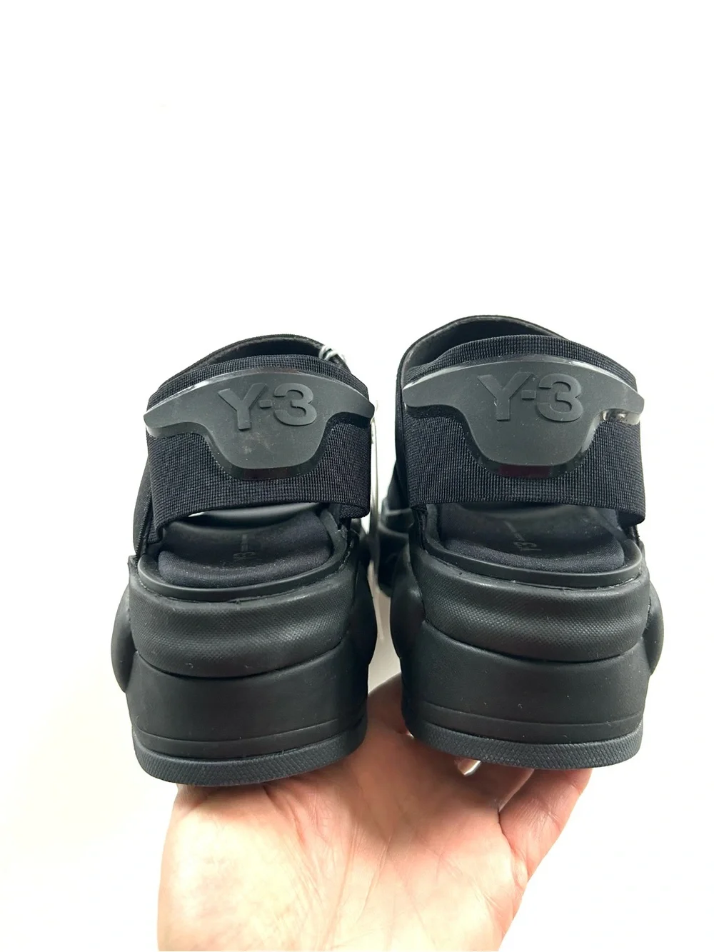 Adidas Y-3 Yamamoto Black Rivalry Chunky Platform Elastic Strap Athletic Sandals
